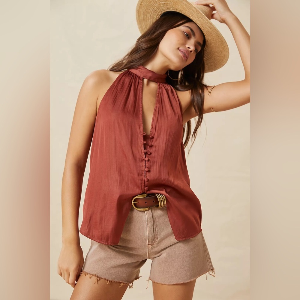 Elegant Rust Halter Top